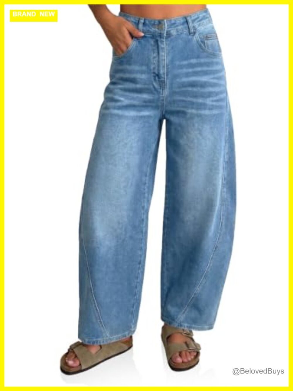 High Waist Wide Leg Cropped Jeans Stretch Denim Baggy Pants
